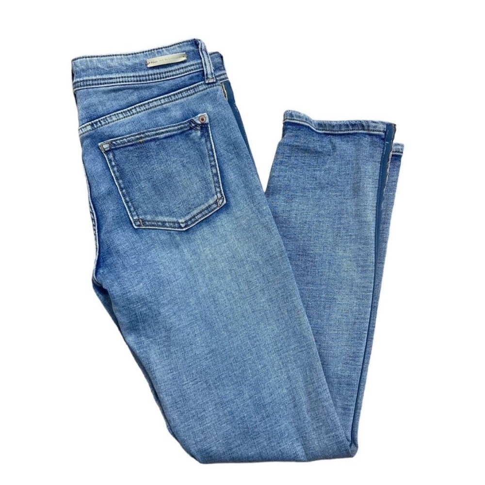 Pilcro Anthropologie Women's Sz 26 Blue Side Stripe Slim Boyfriend Crop Jeans - Picture 2 of 7